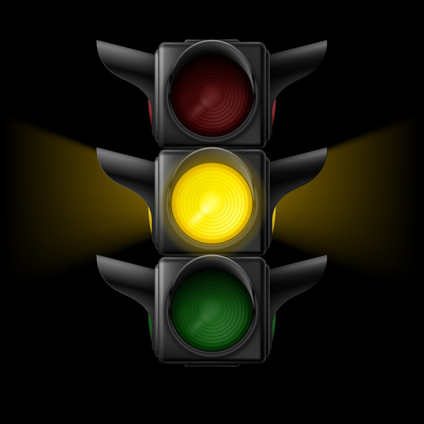 Traffic light with yellow on  - Vektor, kép