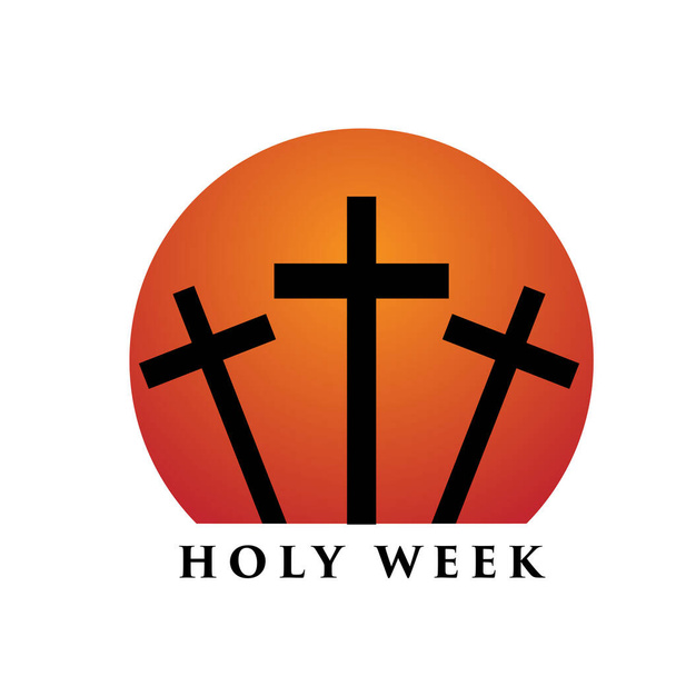 Svatý týden před Velikonocemi, půst Sezóna, Velký pátek ukřižování Ježíše a jeho smrti, Stanice kříže, Typografie design pro tisk  - Vektor, obrázek