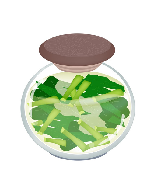 sklenice nakládané nasekané čínská brokolice - Vektor, obrázek