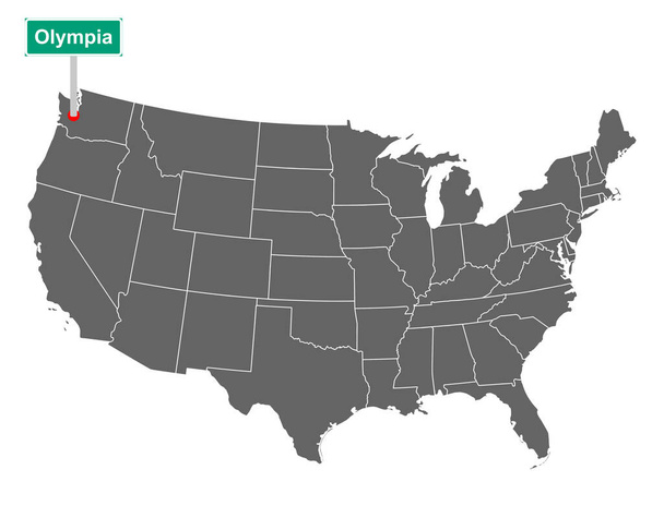 Olympia cidade limite sinal e mapa dos EUA como ilustração vetorial - Vetor, Imagem