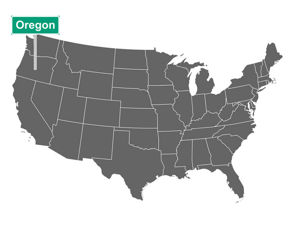 Oregon state limit sign and map of USA as vector illustration - Vector, Image