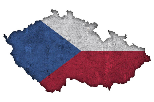 Mapa e bandeira da República Checa sobre betão desgastado - Foto, Imagem