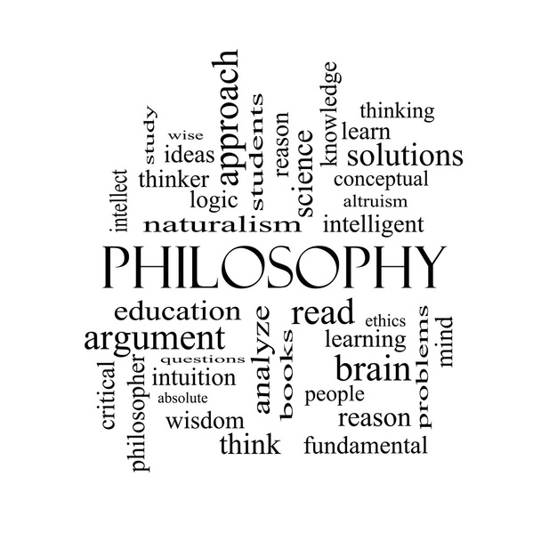 Philosophy Word Cloud Concept in black and white - Photo, Image