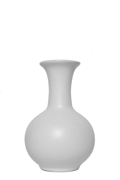Biały zakrzywiony wazon na białym tle - Zdjęcie, obraz