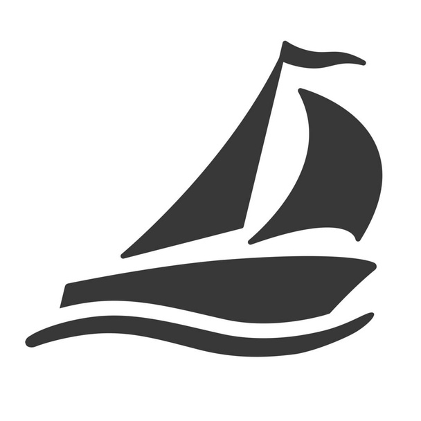 barca a vela cruda icona barca a vela in stile solido - Vettoriali, immagini
