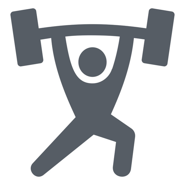 fitness těžké lidi ikona v pevném stylu - Vektor, obrázek