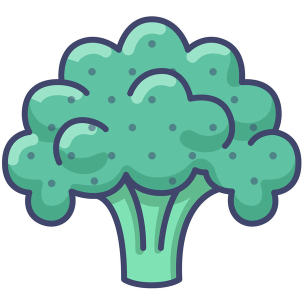 brócolis couve-flor ícone vegetal em estilo esboço preenchido - Vetor, Imagem