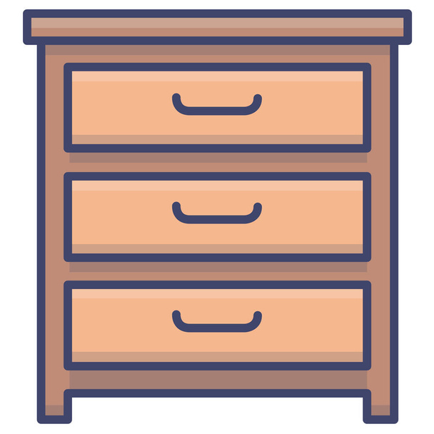ícone de gaveta de peito de cabeceira na categoria de móveis e decorações de casa - Vetor, Imagem