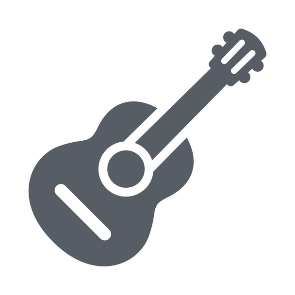 ikona akustického kytarového nástroje v kompaktním stylu - Vektor, obrázek