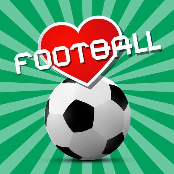 Amor futebol tema no fundo verde retro
  - Vetor, Imagem