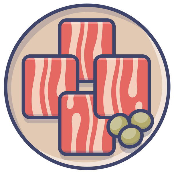 miska jídlo šunka ikona v plněné obrysu stylu - Vektor, obrázek