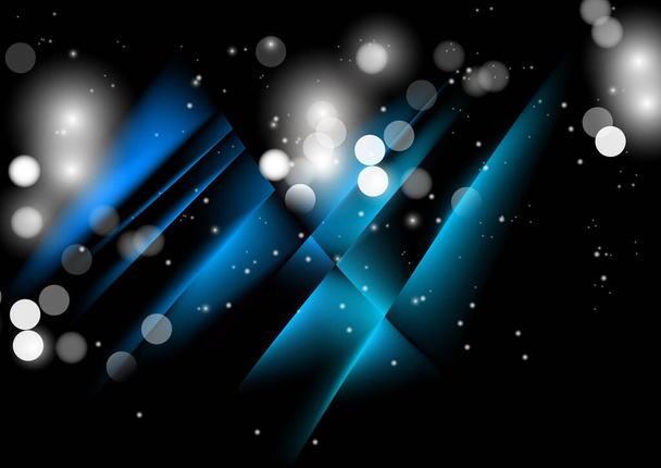 sfondo astratto con particelle sfocate, modello con texture di movimento, particelle brillanti casualmente su uno sfondo blu - Vettoriali, immagini