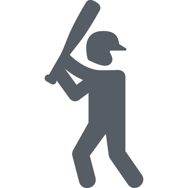 baseball ütő ikon szilárd stílusban - Vektor, kép