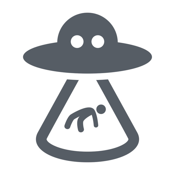 abduction alien flying icon in Solid style - Vector, Image