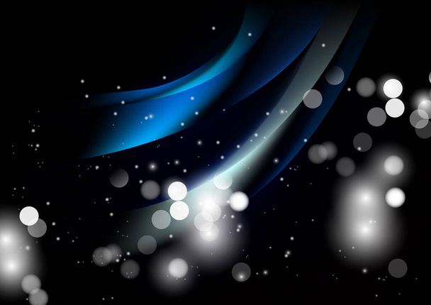 Bulanık parçacıklara sahip soyut arkaplan, hareket desenli şablon, mavi arkaplan üzerinde rastgele parlayan parçacıklar - Vektör, Görsel