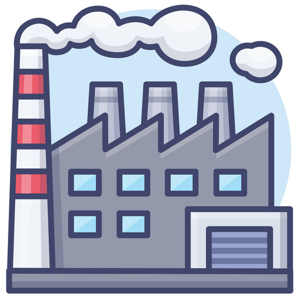 contaminación chimenea fábrica icono - Vector, imagen