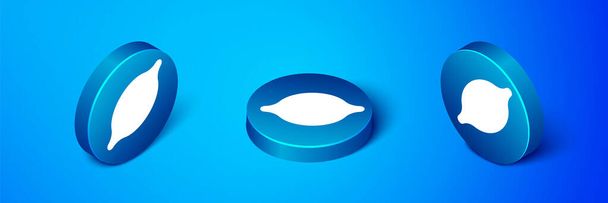 Isometric Lemon icon isolated on blue background. Blue circle button. Vector. - Vector, Image