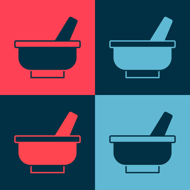 Pop art Mortar and pestle icon isolated on color background.  Vector. - Vector, Image