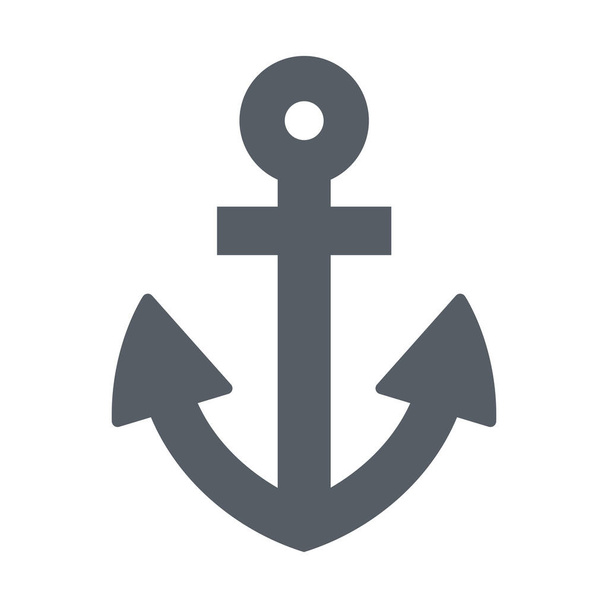 anchor boat marine icon in Solid style - Vector, Image