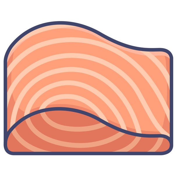 comida salmón ahumado icono en estilo Esquema relleno - Vector, imagen