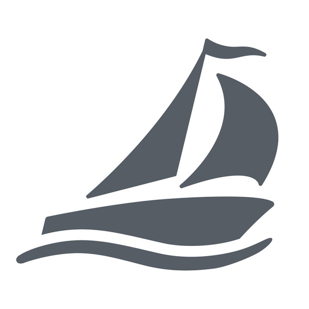 barco velero icono de la vela en estilo sólido - Vector, imagen