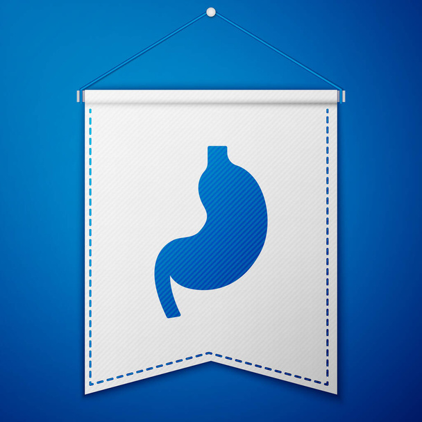 Icono estomacal humano azul aislado sobre fondo azul. Plantilla de banderín blanco. Vector. - Vector, Imagen