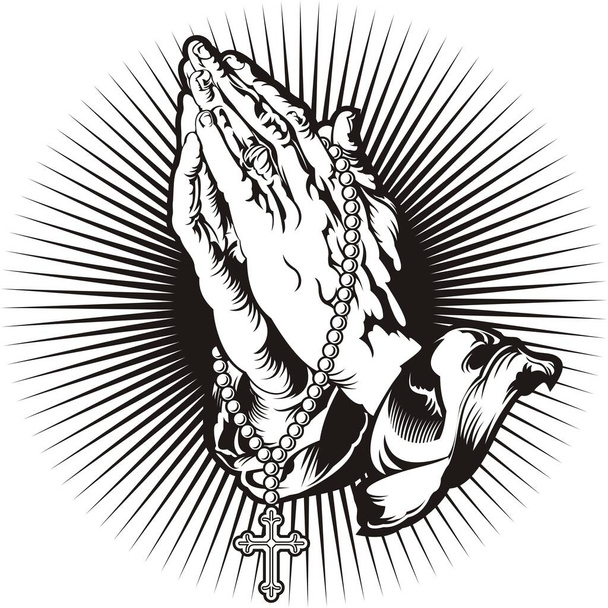 Молитва рук з розмарином блискучою. Чорно-білий силует
 - Вектор, зображення