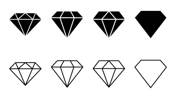 Juego de iconos de diamante. diamante gemas vector icono. - Vector, Imagen