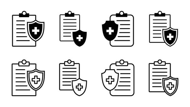 Conjunto de iconos de seguro médico. icono del seguro de salud - Vector, Imagen