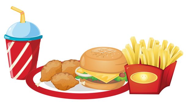 voedingsmiddelen uit de fast-food restaurant - Vector, afbeelding