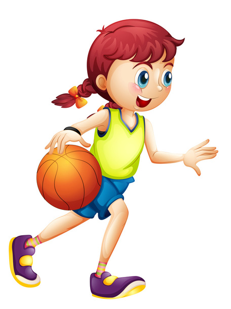 μια νεαρή κοπέλα που παίζει μπάσκετ - Διάνυσμα, εικόνα