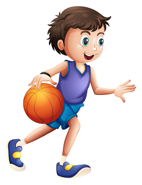 An energetic young man playing basketball - Vector, Image