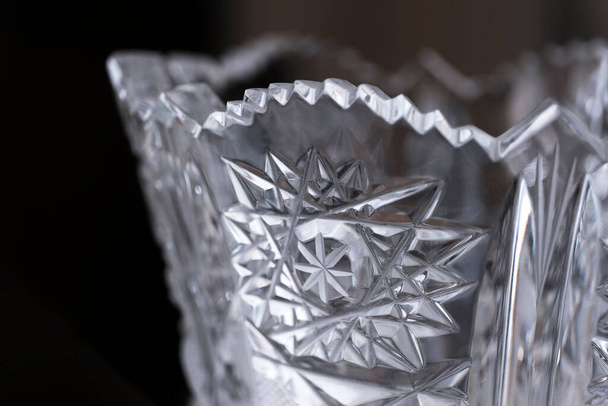 アンティーククリスタル花瓶のマクロ詳細 - 写真・画像