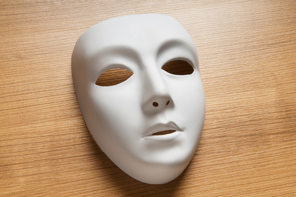 Theatre concept with the white plastic masks - Φωτογραφία, εικόνα