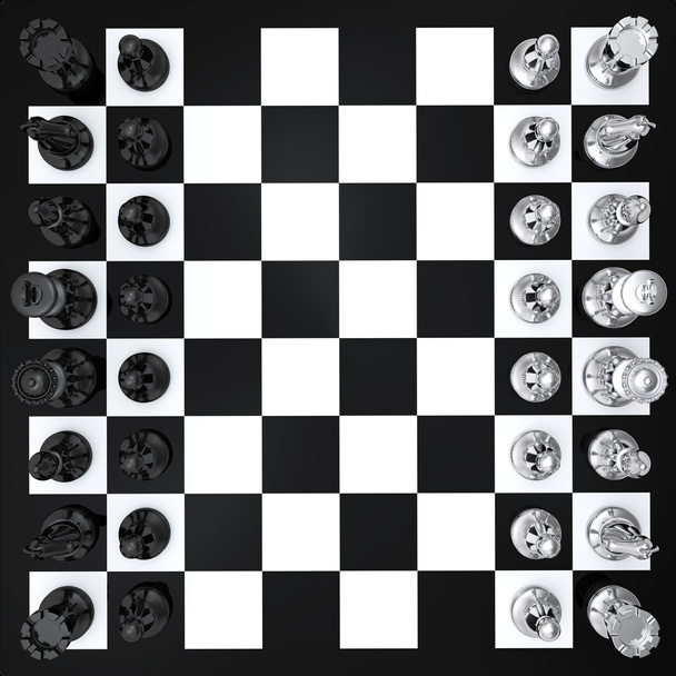 Preto e branco tabuleiro de xadrez vista superior
 - Foto, Imagem