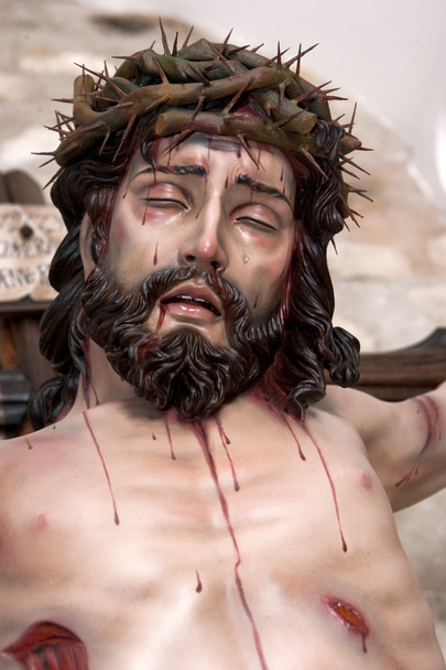 Figure of Jesus on the cross carved in wood by the sculptor Jos - Photo, Image
