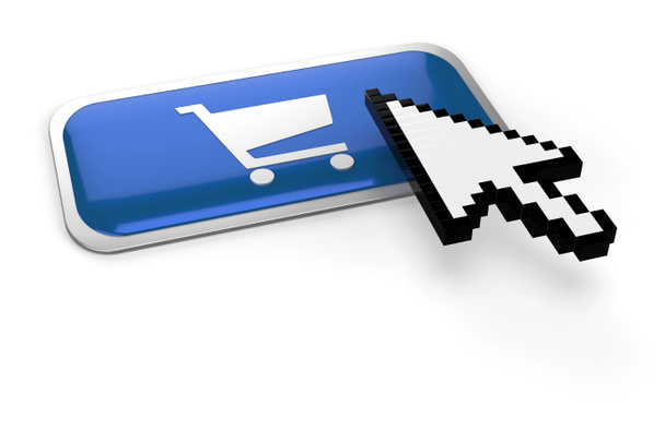 Pixelated mouse pointer on shopping cart - Photo, Image