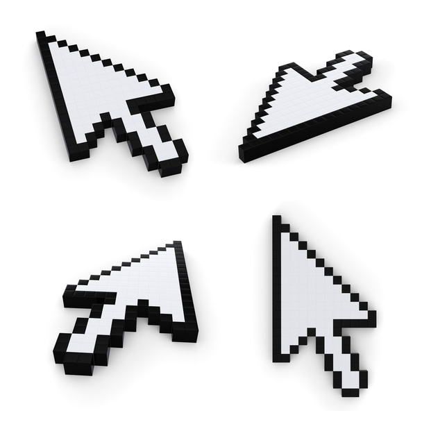 beyaz zemin üzerine pixelated fare işaretçileri - Fotoğraf, Görsel