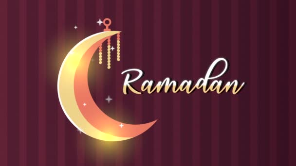 ramadán kareem písmo animace s měsíčním půlměsícem - Záběry, video