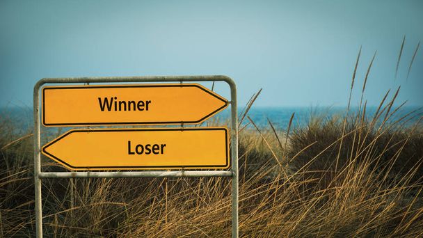 Street Sign la direzione del vincitore contro perdente
 - Foto, immagini