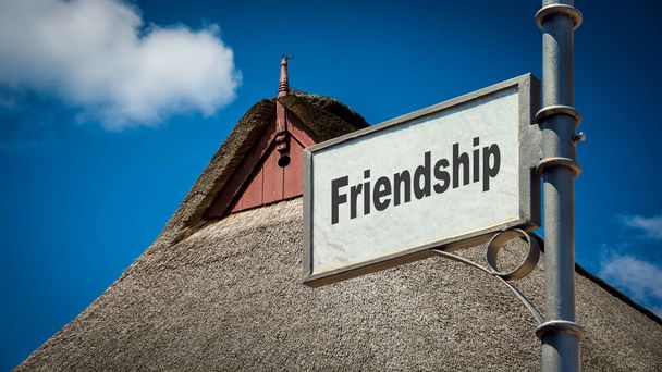友情への道を示すストリートサイン - 写真・画像