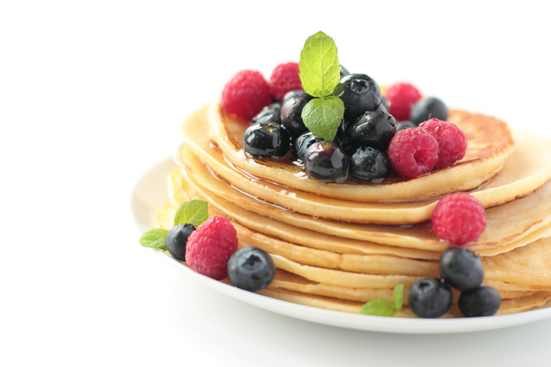 Pancakes with fruits and honey - Photo, Image