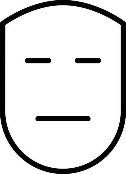 Emotionsloses Gesichtssymbol im Outline-Stil - Vektor, Bild