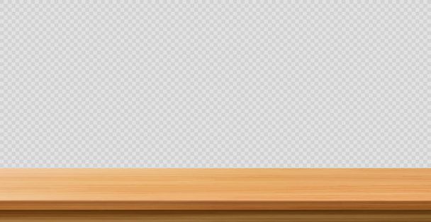 Large table top solid wood texture, transparent background - Vector illustration - Vector, Image