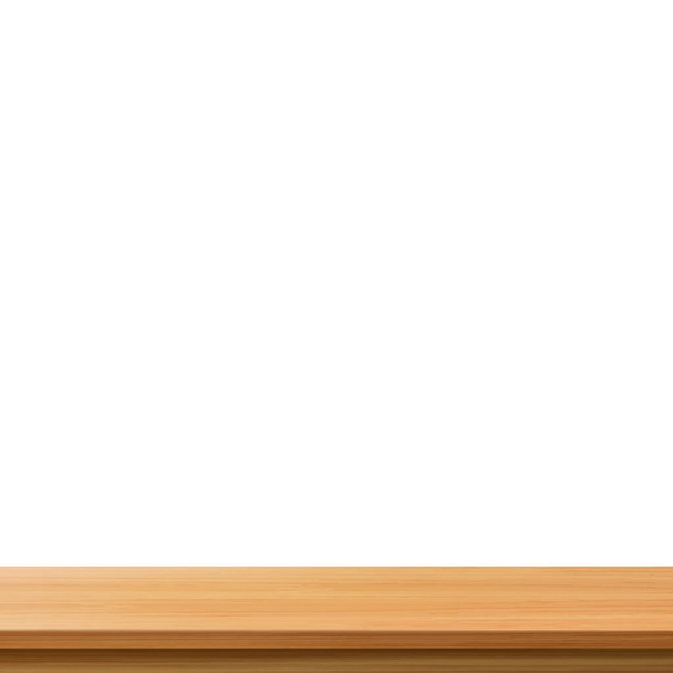Mesa grande, textura de madera maciza, fondo blanco - Ilustración vectorial - Vector, Imagen