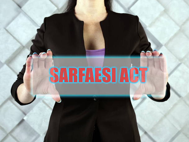  Ekranda SARFAESI ACT yazıları var. Mali Varlıkların Güvence ve Yeniden Yapılandırılması ve Güvenlik İlgisi Yasasının Uygulanması, 200 - Fotoğraf, Görsel