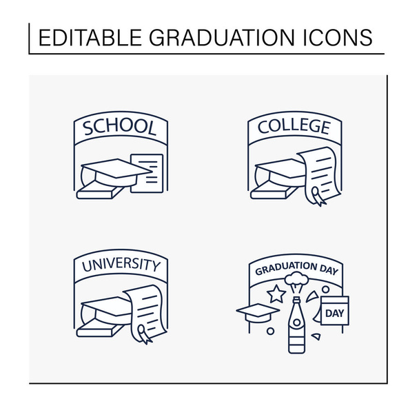Línea de graduación iconos conjunto - Vector, imagen