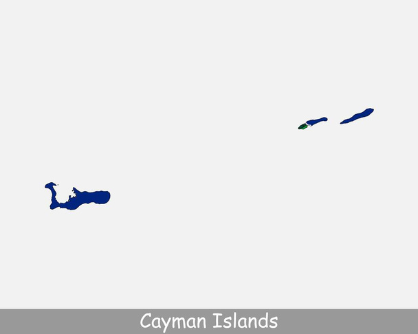 Bandera de las Islas Caimán. Mapa de Islas Caimán, Reino Unido con la bandera de Caimán aislada sobre fondo blanco. British Overseas Territory, Reino Unido. Ilustración vectorial. - Vector, imagen