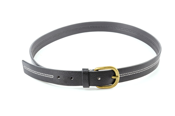 Cinturão de couro preto isolado fundo branco
 - Foto, Imagem