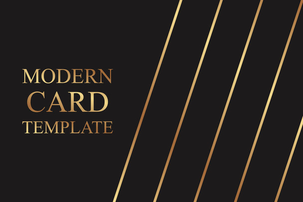Plantilla de tarjeta de lujo geométrica moderna para negocios o presentación o saludo con líneas doradas sobre un fondo negro. - Vector, Imagen